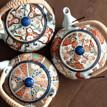 Tea Set | Japanese Imari Hasami Ware Teapot & 5 Cups Handcrafted Ceramic