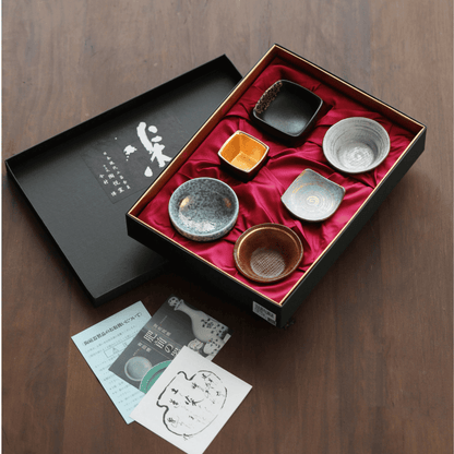 Japanese Tea Set for 6 | Golden Glazed Ceramic Teacups Handcrafted