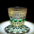 Whiskey Glass Edo Kiriko Handcrafted Emerald Fluorite with Wooden Gift Box