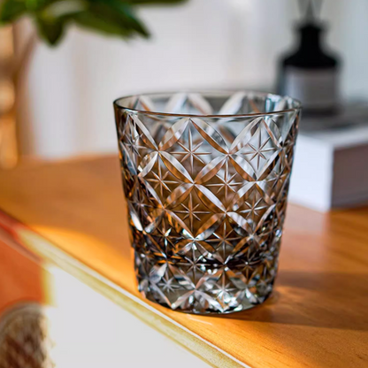 Whiskey Glass Edo Kiriko Asanoha Star – Hand-Cut Hemp Leaf Japanese Tumbler with Wooden Box