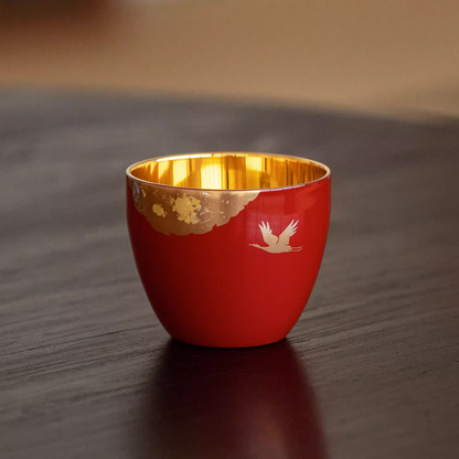 Japanese Lacquer Goblet Golden Crane | Yamanaka Shikki