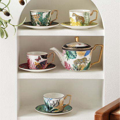 Ceramic Tea Set Gift – Rainforest Theme Teapot & Cup Set