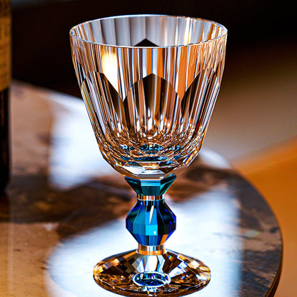Wine Glass Edo Kiriko Handcrafted Crystal Prism Jewel Stem with Wooden Gift Box