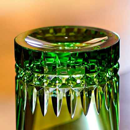 Whisky Glass Edo Kiriko Crystal Royale – Hand-Cut Japanese Tumbler with Wooden Box | Crystal, Sakura & Emerald