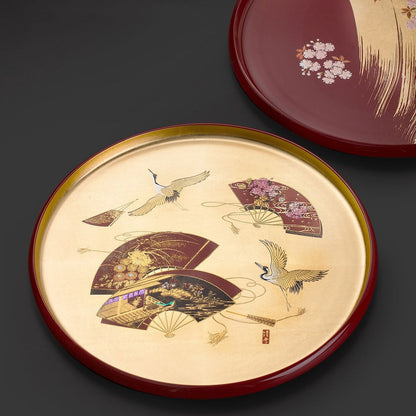 Japanese Lacquer Round Tray – Yamanaka Shikki Gold Foil