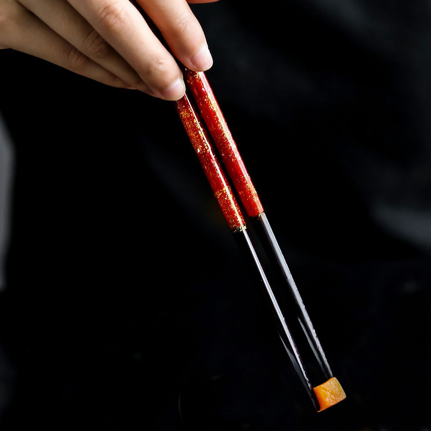Glazed Chopsticks Set Galaxy Design Japanese Handcrafted Gift Set with Wooden Box