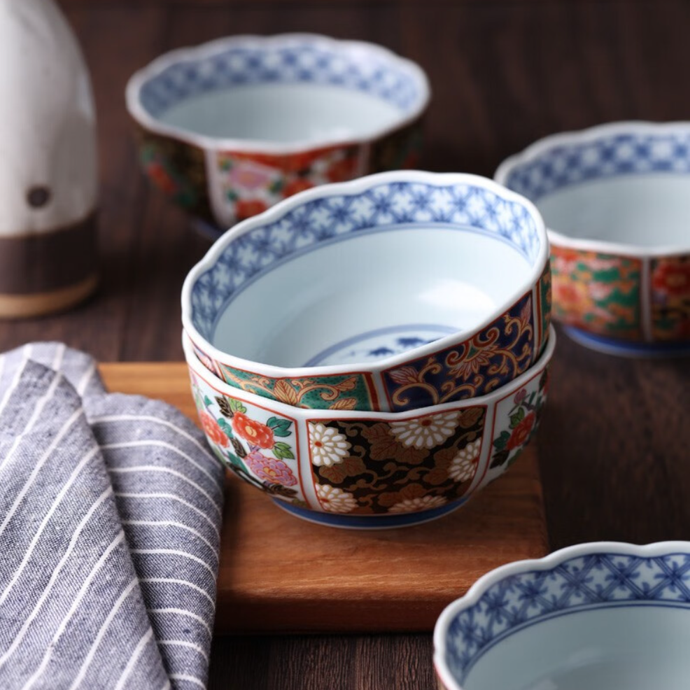 Bowl Set of 5 | Japanese Mino Ware Court Dyed Ceramic Dishwasher Safe