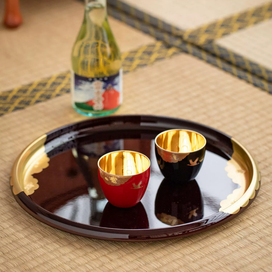 Japanese Lacquer Goblet Golden Crane | Yamanaka Shikki