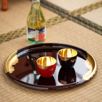Japanese Lacquer Goblet Golden Crane | Yamanaka Shikki
