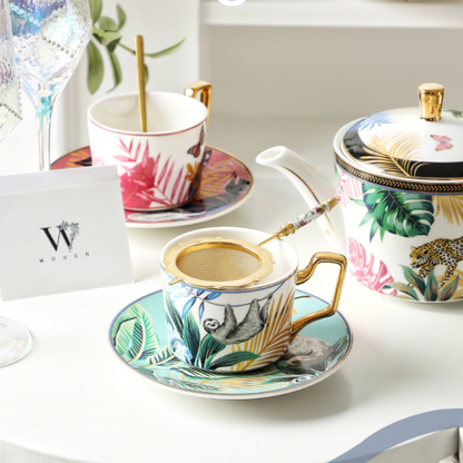 Ceramic Tea Set Gift – Rainforest Theme Teapot & Cup Set