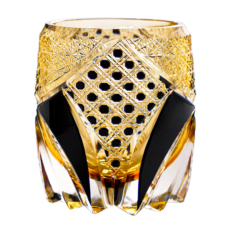 Whiskey Glass Edo Kiriko Imperial Dark Knight | Gold & Black Crystal