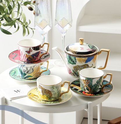 Ceramic Tea Set Gift – Rainforest Theme Teapot & Cup Set