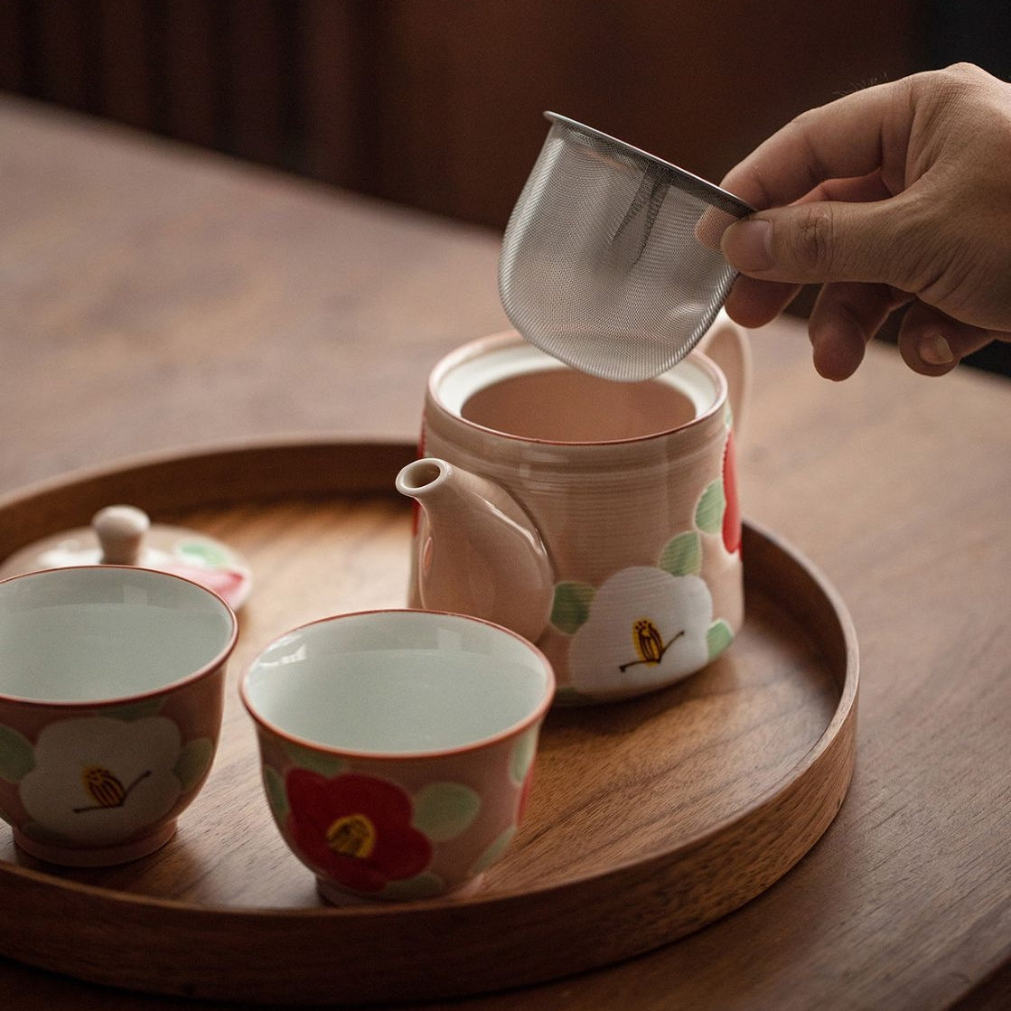 Tea Set Arita Ware Ceramic Hana Floral Hand-Painted Japanese Porcelain Teapot Teacup Gift Box Made in Japan