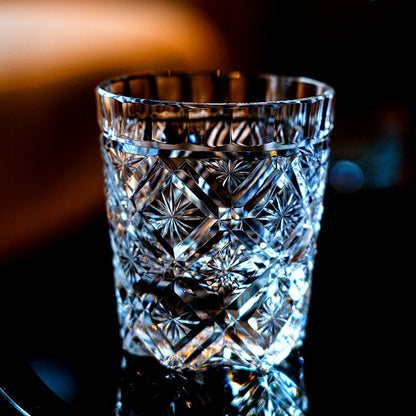 Whiskey Glass Edo Kiriko Hana Blossom Hand-Cut Crystal | Japanese Artisan Glassware