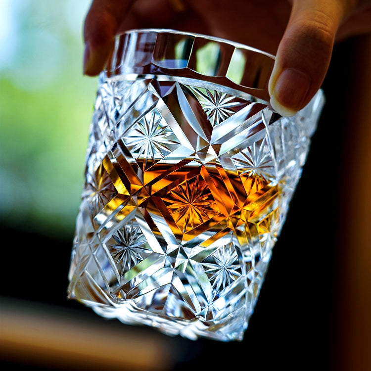 Whiskey Glass Edo Kiriko Hana Blossom Hand-Cut Crystal | Japanese Artisan Glassware