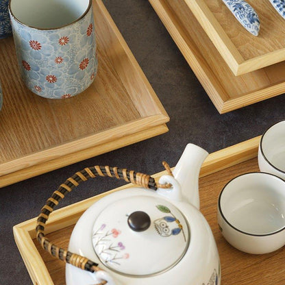 Japanese Solid Wood Tray – Rectangular Natural Serving Display