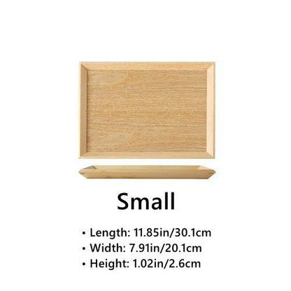 Japanese Solid Wood Tray – Rectangular Natural Serving Display