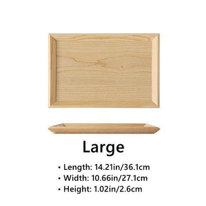 Japanese Solid Wood Tray – Rectangular Natural Serving Display