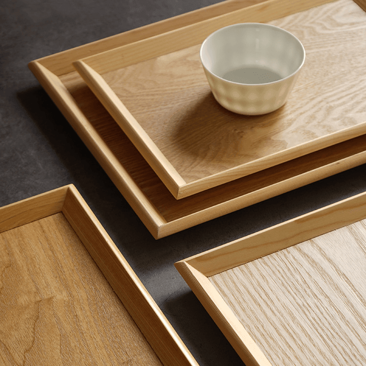 Japanese Solid Wood Tray – Rectangular Natural Serving Display