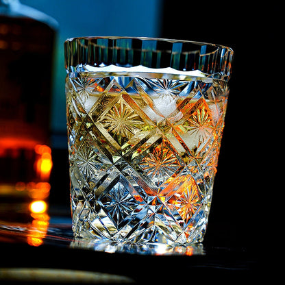 Whiskey Glass Edo Kiriko Hana Blossom Hand-Cut Crystal | Japanese Artisan Glassware