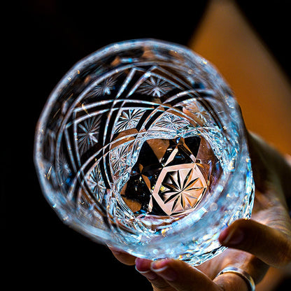 Whiskey Glass Edo Kiriko Hana Blossom Hand-Cut Crystal | Japanese Artisan Glassware