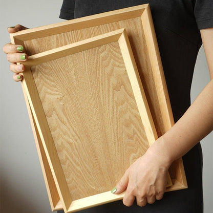 Japanese Solid Wood Tray – Rectangular Natural Serving Display