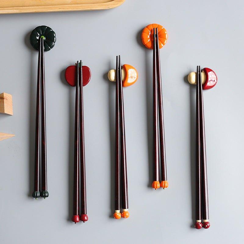 Japanese Chopsticks Fall Harvest Theme Pumpkin Mushroom Apple Design Kids and Adult Styles