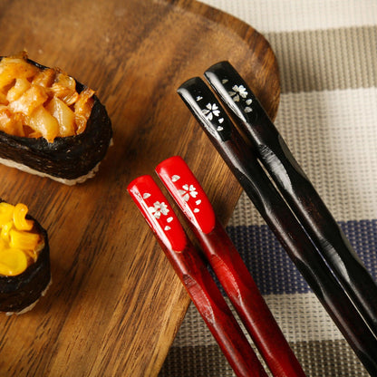 Chopstick Set | Maneki-Neko Lucky Cat Natural Wood Japanese Chopsticks with Rests
