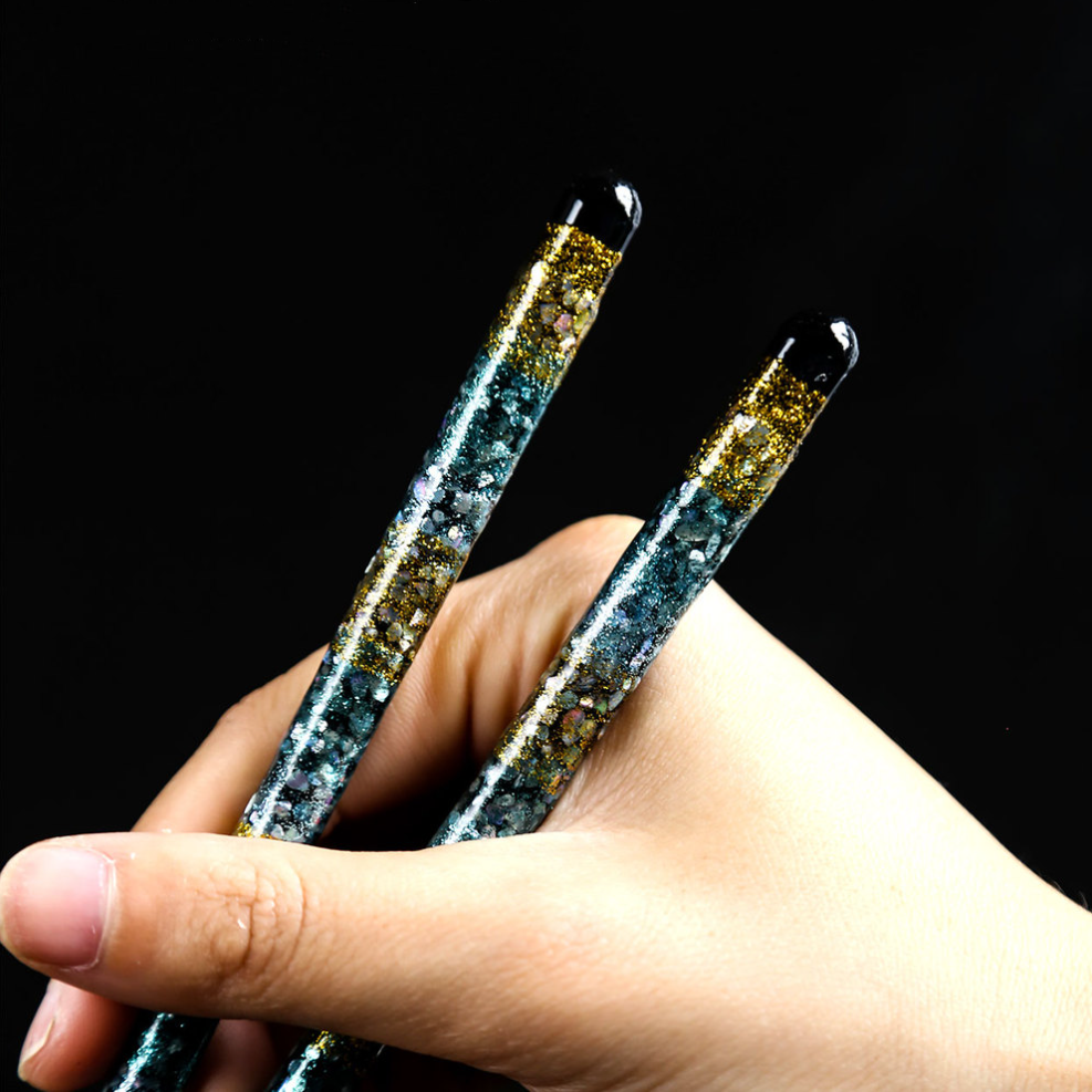 Chopsticks | Starry Night Handcrafted Japanese Solid Wood Silver Blossom Design