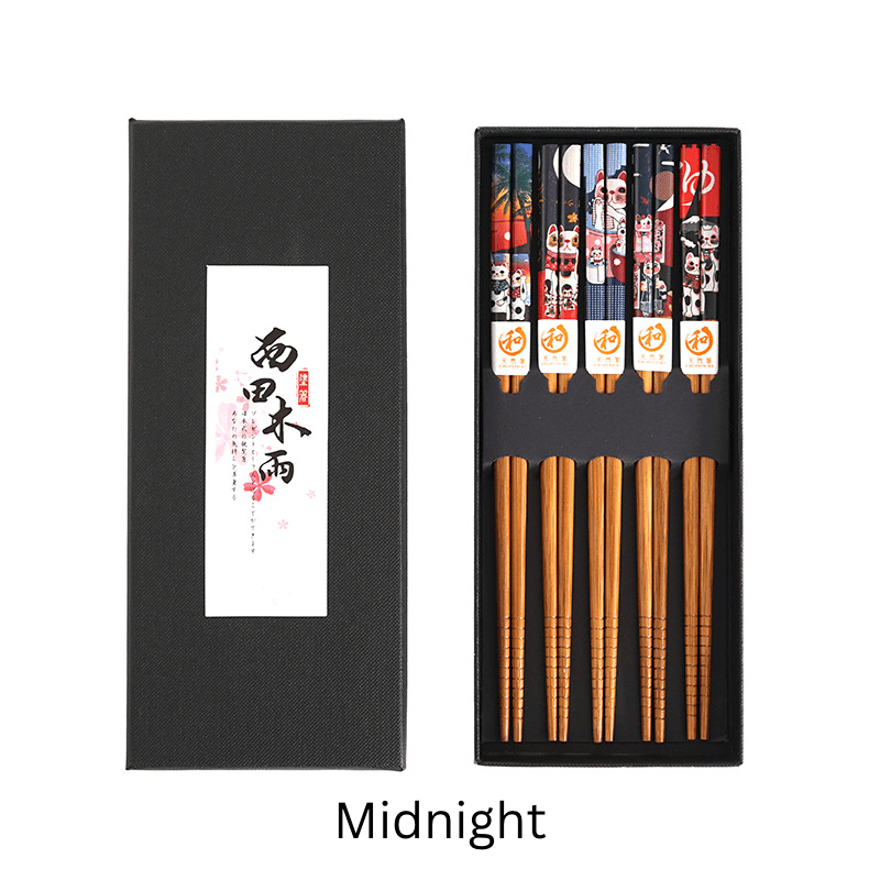 Bamboo Chopsticks Set of 5 Pairs – Japanese Themed Designs