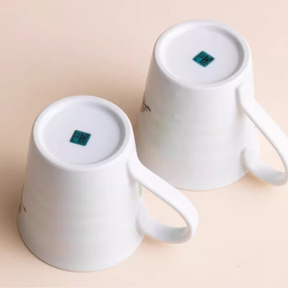 Japanese Ceramic Mug – Kutaniyaki Floral Bird Swallow Forest