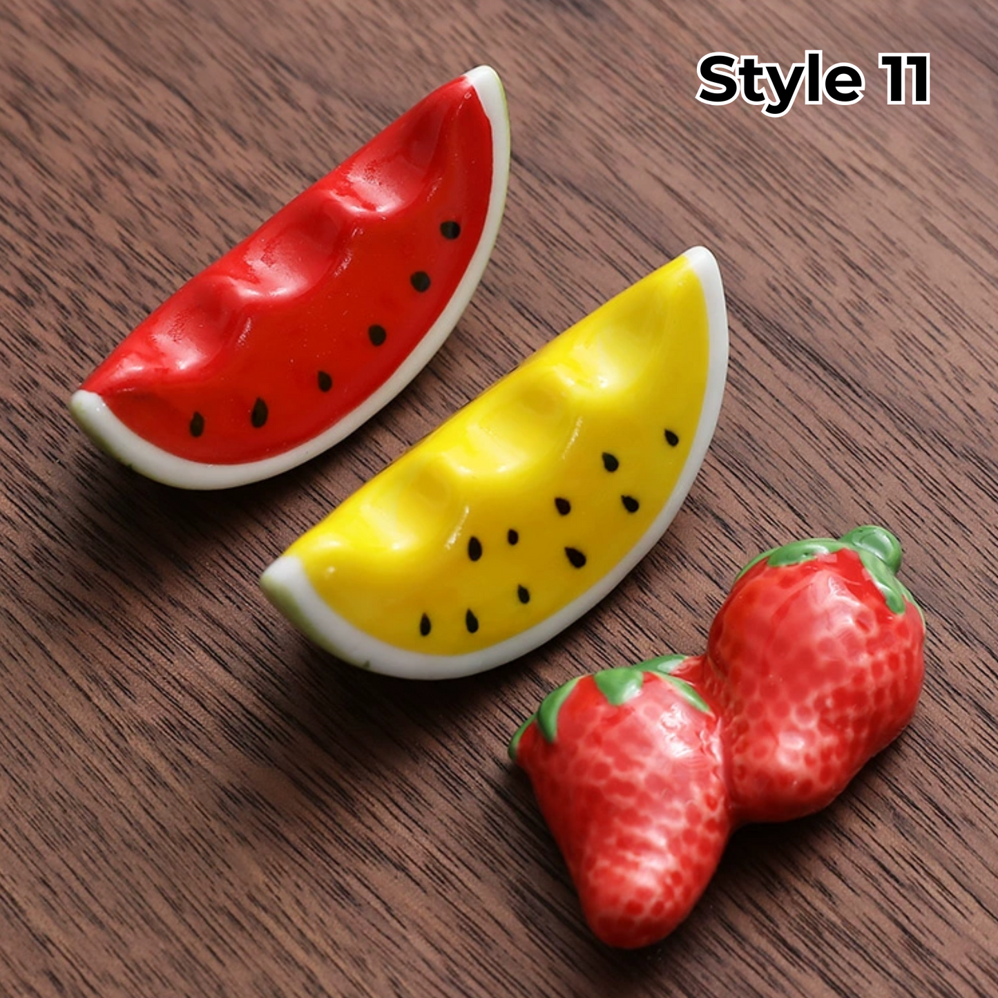 Chopstick Rest Ceramic Handcrafted Animal Fruit Design Japanese Table Decor Set of 3 Cute Chopstick Holder