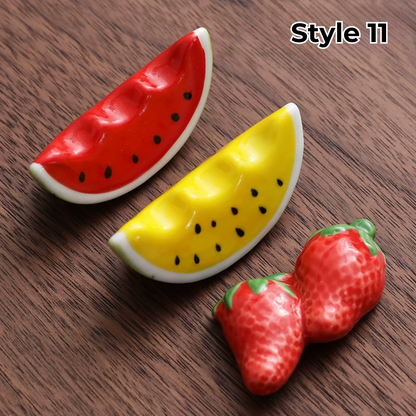 Chopstick Rest Ceramic Handcrafted Animal Fruit Design Japanese Table Decor Set of 3 Cute Chopstick Holder