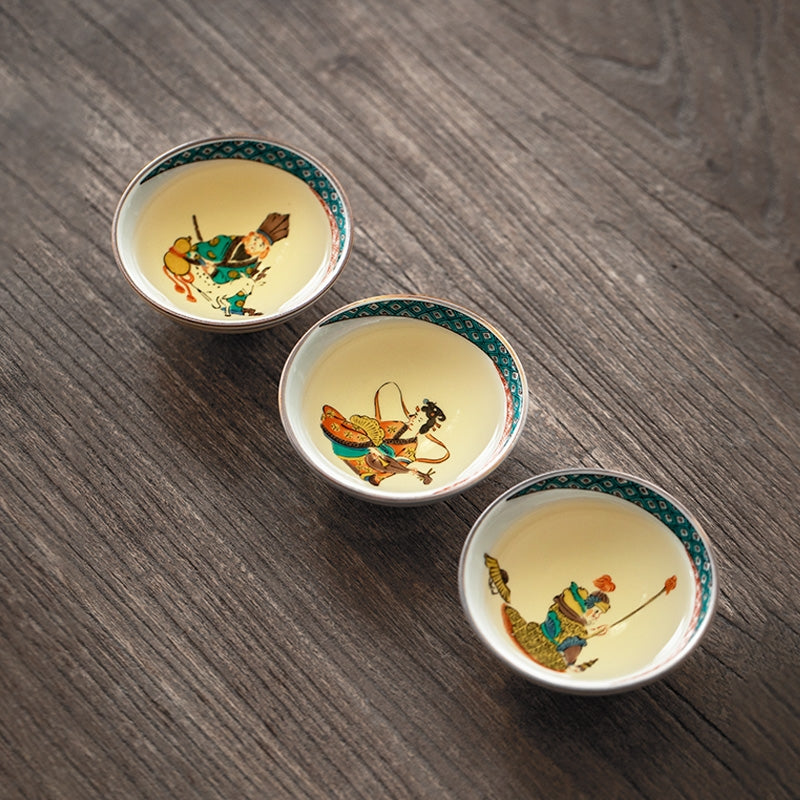 Japanese Tea Cup Set – Kutaniyaki Seven Lucky Gods 7 Cups
