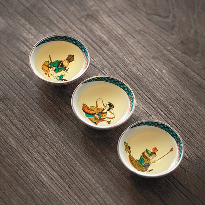 Japanese Tea Cup Set – Kutaniyaki Seven Lucky Gods 7 Cups