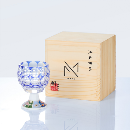 Sake Goblet Glass Takadaka Komon – Edo Kiriko & Mino Ware Crystal