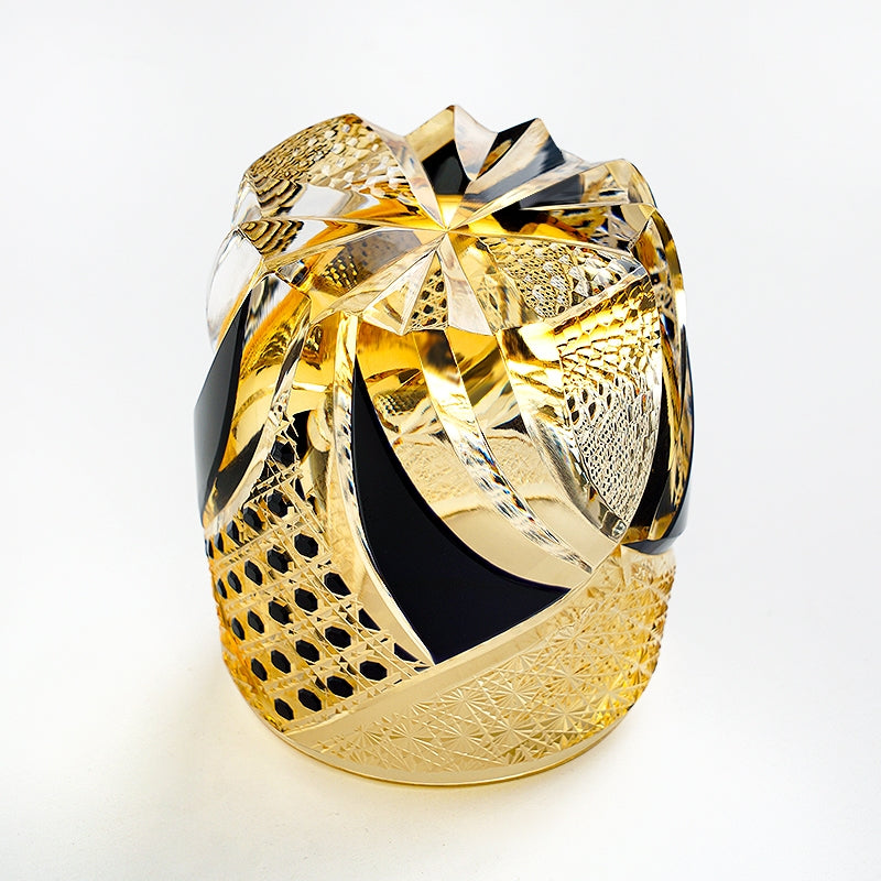 Whiskey Glass Edo Kiriko Imperial Dark Knight | Gold & Black Crystal