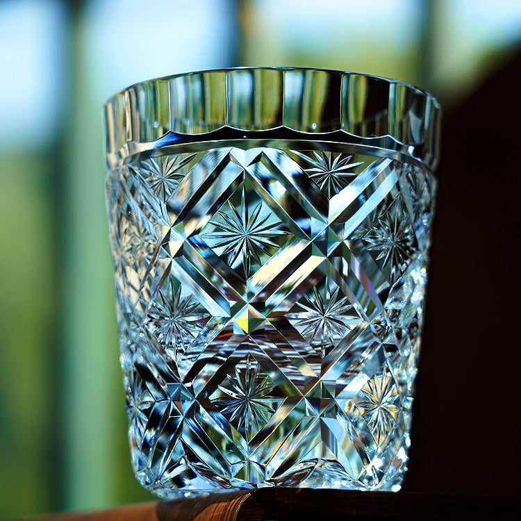 Whiskey Glass Edo Kiriko Hana Blossom Hand-Cut Crystal | Japanese Artisan Glassware