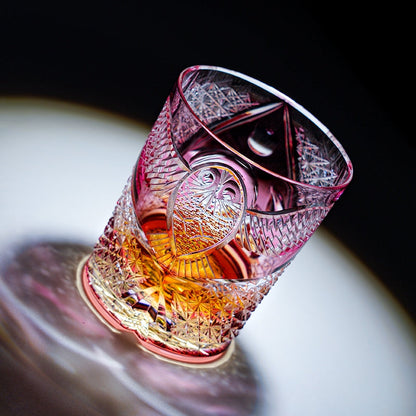 Whiskey Glass Ruby Nocturne | Edo Kiriko Pink Crystal Night Artisan