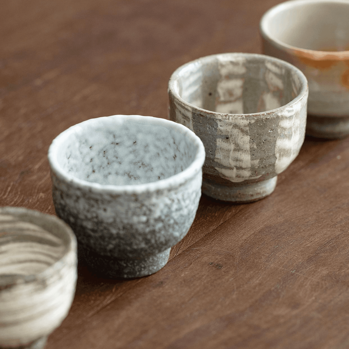 Tea Cup Set of 5 | Japanese Banko Ware Sandy Textured Handcrafted Ceramic