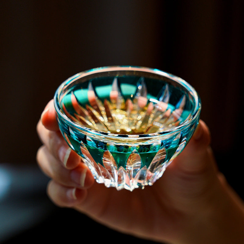 Sake Glass Edo Kiriko Lotus – Japanese Cut Crystal Drinking Glass Hasu Pattern