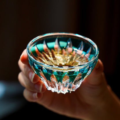 Sake Glass Edo Kiriko Lotus – Japanese Cut Crystal Drinking Glass Hasu Pattern