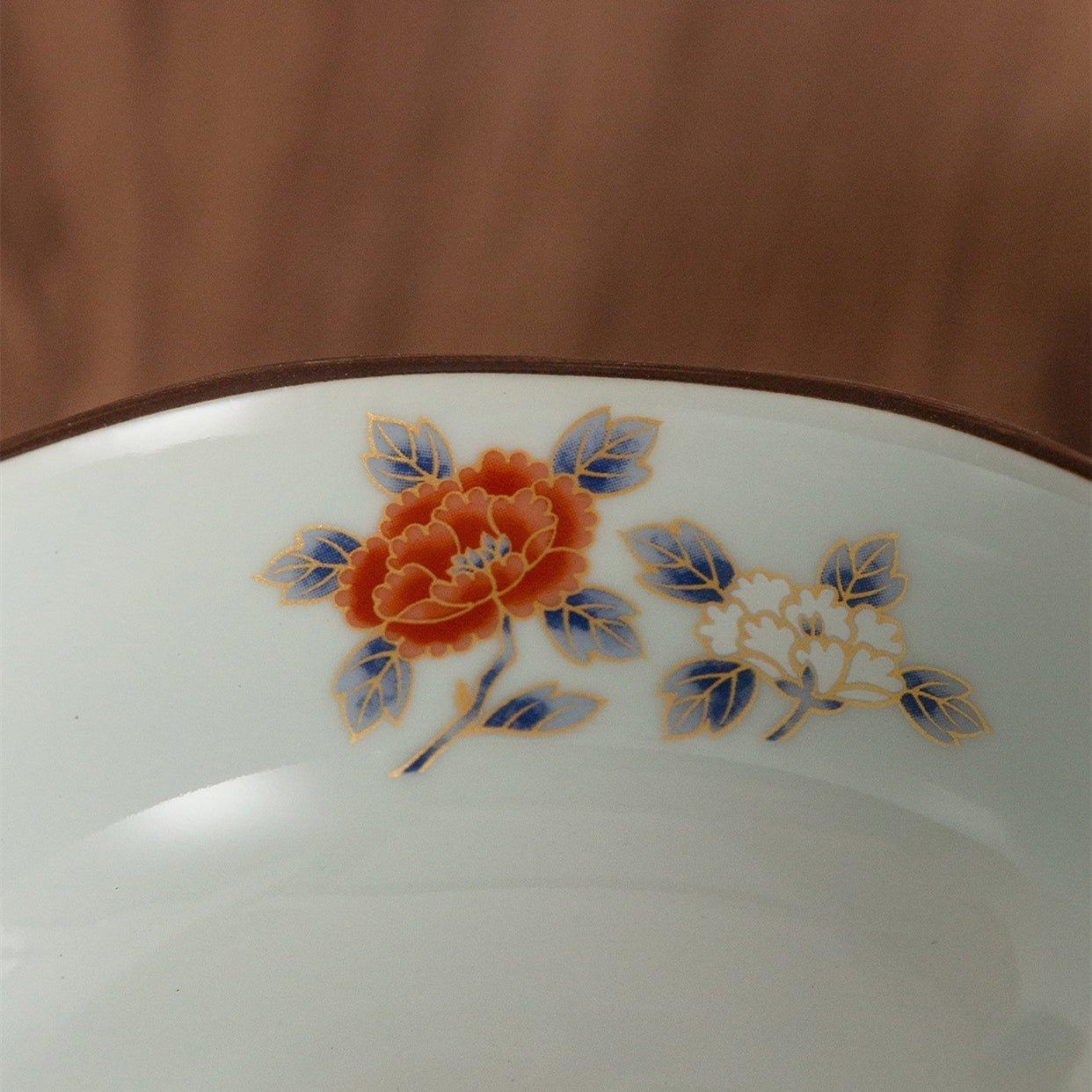 Bowl Set of 5 | Japanese Mino Ware Octagonal Court Brocade Ceramic Bowls