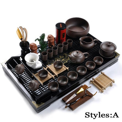 Gongfu Tea Set Purple Clay Complete with Tea Tray 25-Piece