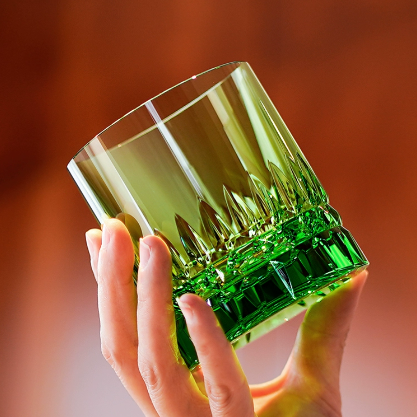 Whisky Glass Edo Kiriko Crystal Royale – Hand-Cut Japanese Tumbler with Wooden Box | Crystal, Sakura & Emerald