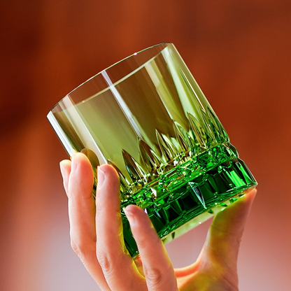Whisky Glass Edo Kiriko Crystal Royale – Hand-Cut Japanese Tumbler with Wooden Box | Crystal, Sakura & Emerald