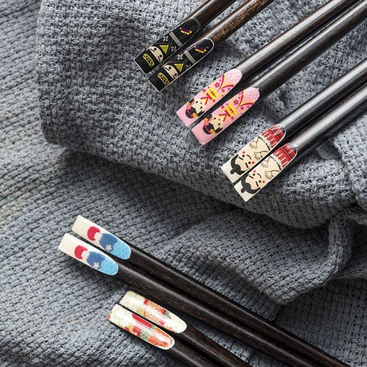 Japanese Wooden Chopsticks – Ninja Geisha Fuji Sumo Bear Rose