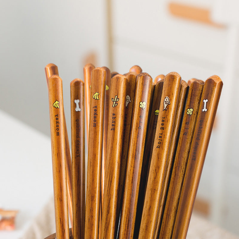 Kids Chopsticks Wooden Animal Series Japanese Panda Kitten with Rest
