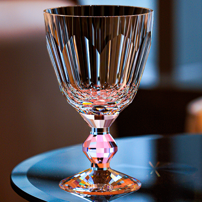 Wine Glass Edo Kiriko Handcrafted Crystal Prism Jewel Stem with Wooden Gift Box
