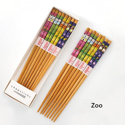 Bamboo Chopsticks Set of 8 | Japanese Home-Style Themed Patterns Daily Use